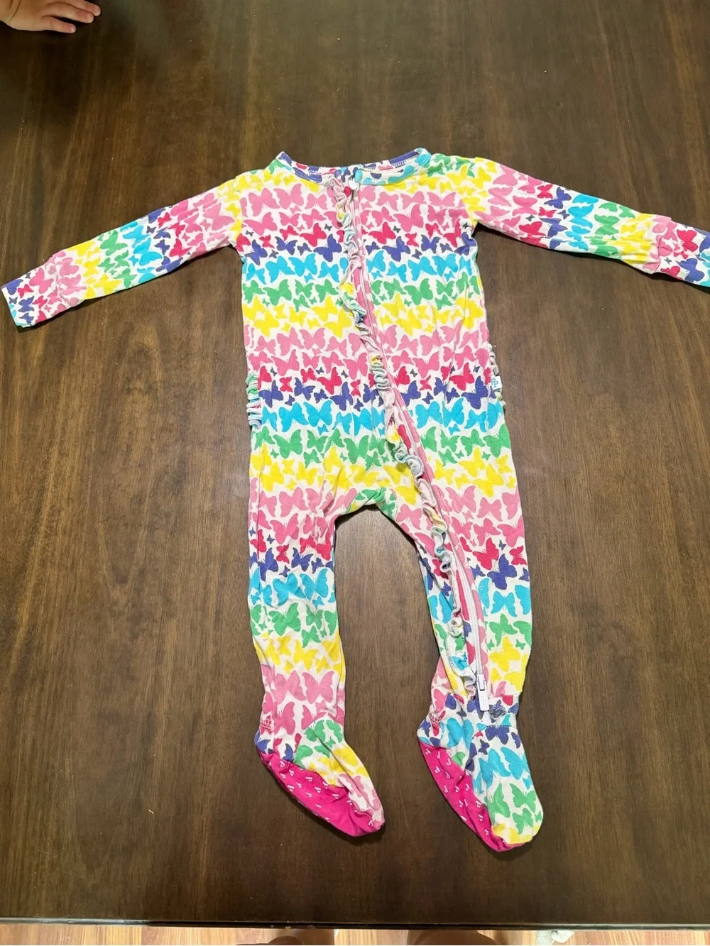 Unbranded Rainbow Butterfly Print Footed One-Piece for Kids
